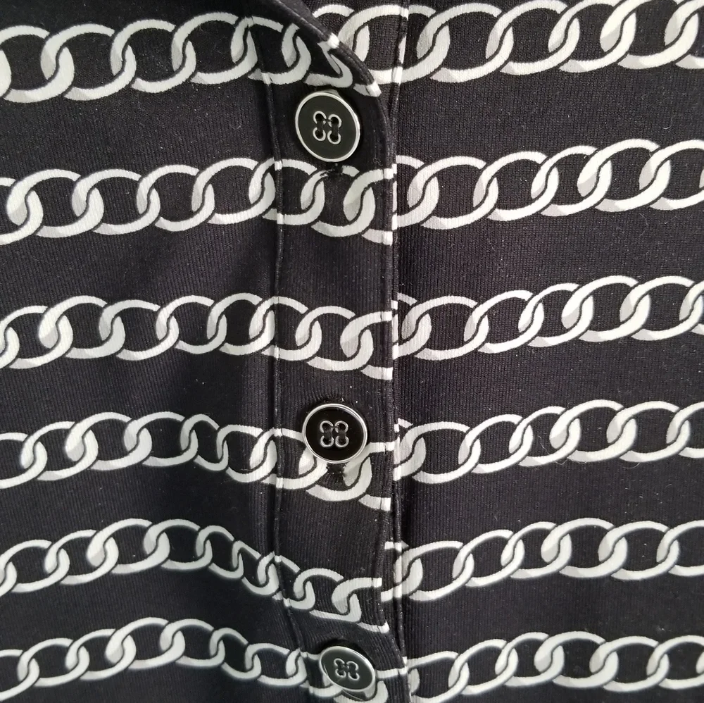 J. McLaughlin Black White Shirt with Enamel Buttons Catalina Cloth - Picture 4 of 6